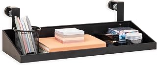 Mind Reader Hanging Cubicle Shelf, Metal Storage Organizer for Cubicle Walls up to 2 Inches Thick, 20.25" x 7", Black