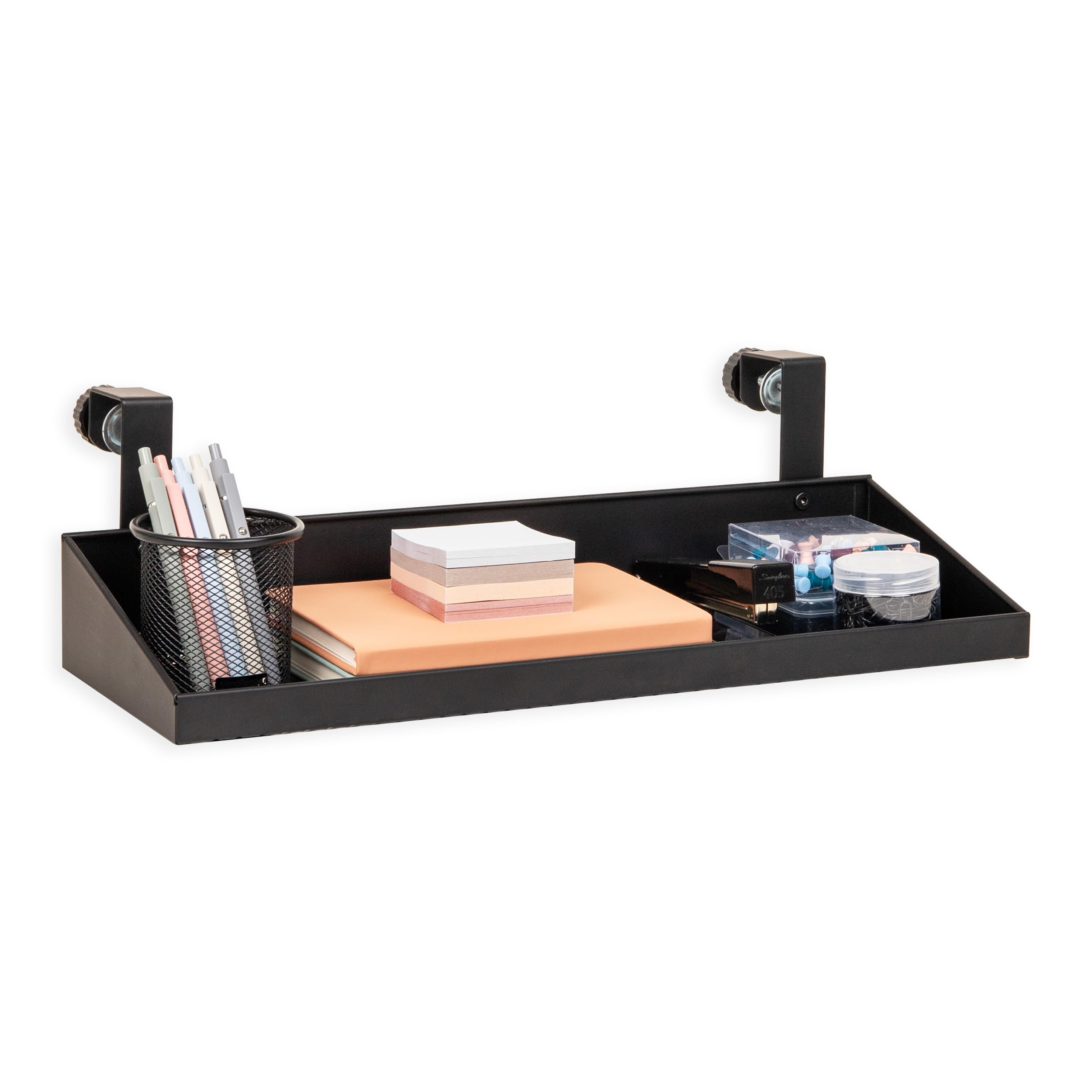 Mind Reader Hanging Cubicle Shelf, Metal Storage Organizer for Office or Home, 20.25" L x 7" W, Black