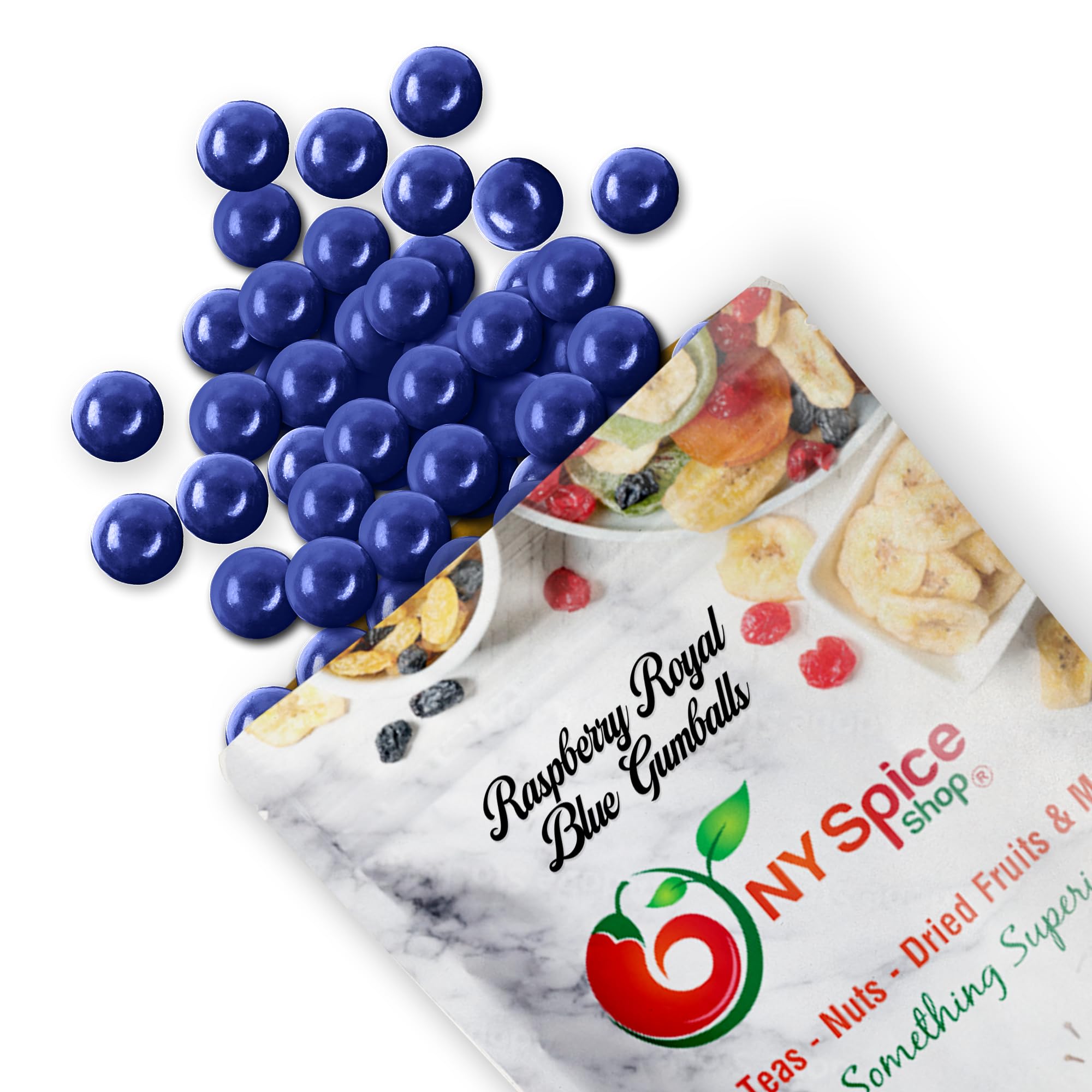 NY Spice Shop Raspberry Royal Blue Gumballs - 1 Pound Gumballs for Gumball Machine - Chewing Gum Dubble Bubble Gumballs - Fruit Flavored Bulk Candy -