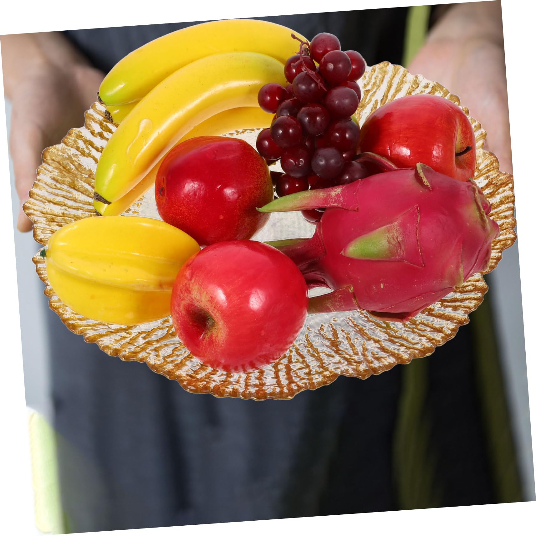 Cabilock Luxuriöses Obsttablett Aus Glas Schüssel Dekorativer Snackhalter Für Süßigkeiten Obst Und Gemüse 32 Cm Groß