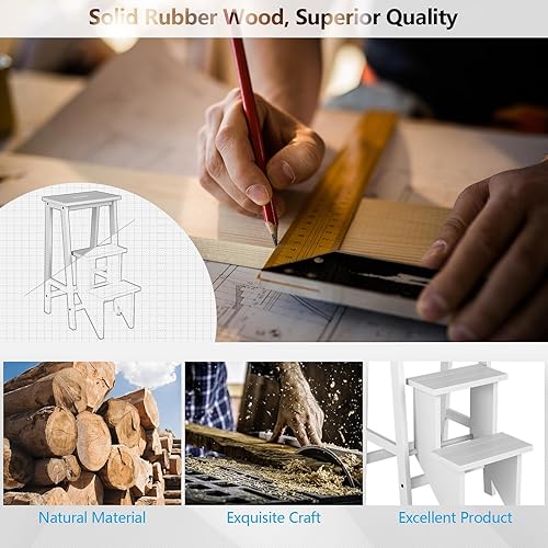 Miniatura 3 de Giantex Escalera de 3 escalones, ligera escalera multifuncional 3 en 1 con pedal reversible antideslizante, diseño de mango hueco, utilizada para