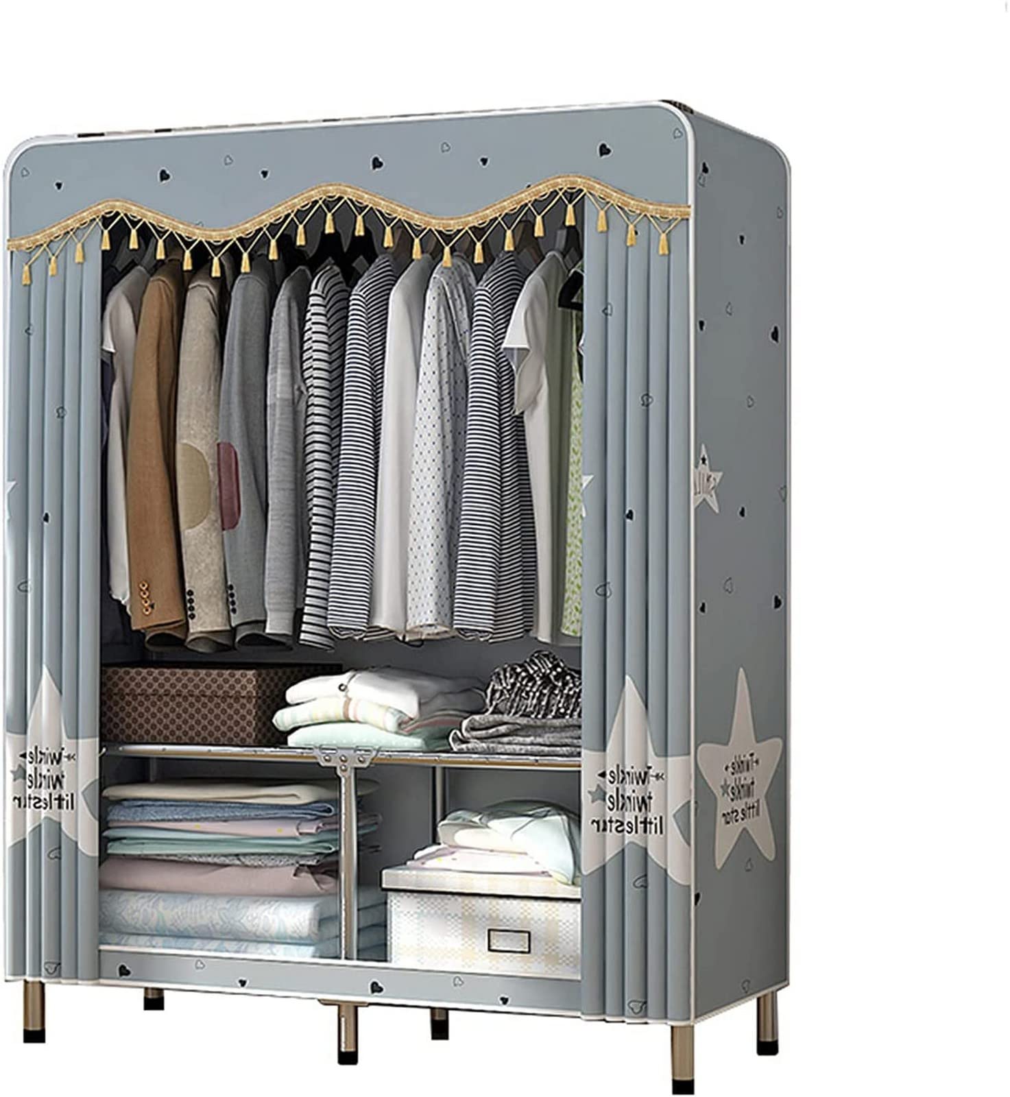 Armoire portative en tissu pliant 160cm avec structure en métal sans installation