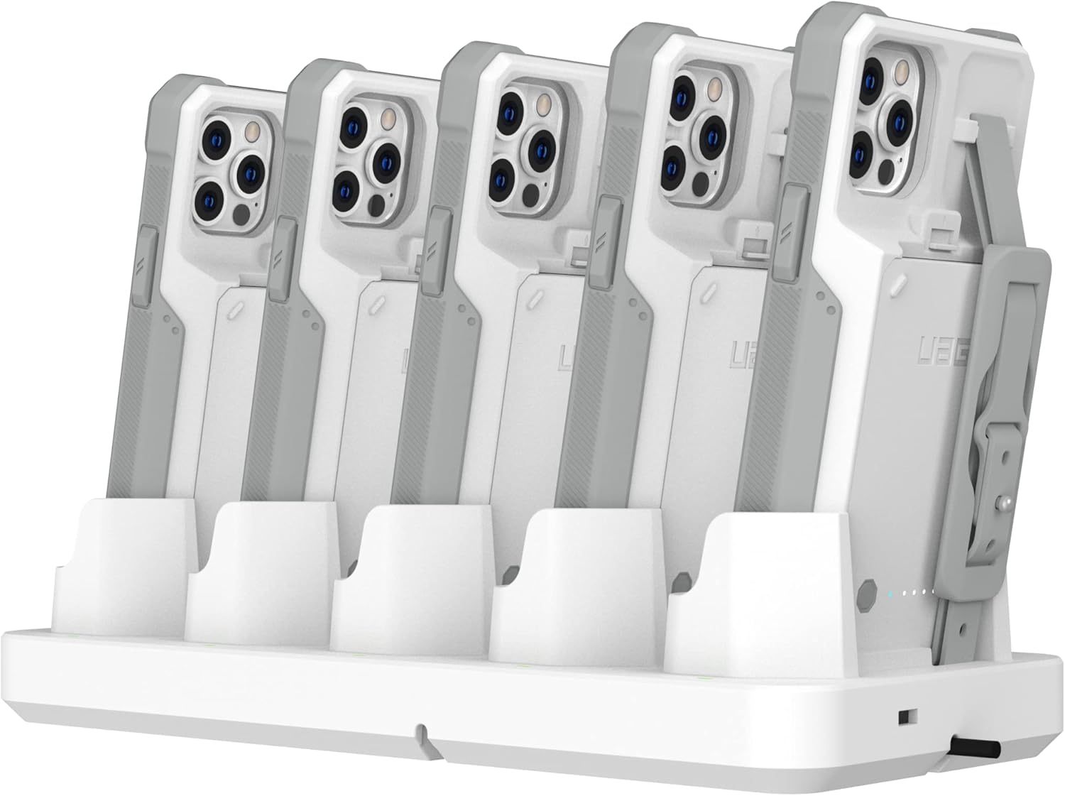 UAG Urban Armor Gear Multi-Device Charging Dock Healthcare White/Gray, 10W Fast Charging Workflow 5-Slot Case Charger Cradle for Workflow Battery Cases Compatible with iPhone 14/13/12/12 Pro/SE/8