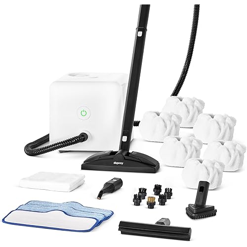 Dupray Neat Steam Cleaner with 22-Piece Accessory Kit – Versatile, Portable Steamer for Floors, Upholstery, Tiles, and More, removes 99.9% of Bacteria & Viruses* (incl. x6 Triangle Bonnets)