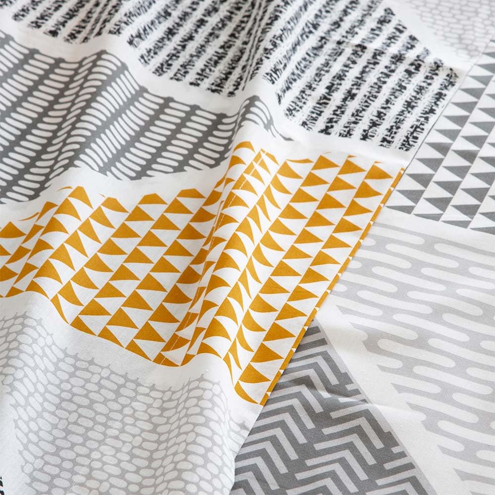 COTTON ARTean Zestaw pościeli Geka, 200 x 190/200 cm, 50% bawełna, 50% poliester, szary i kolor musztardowy