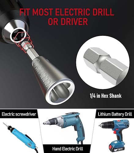 Miniatura 5 de Katerk Herramienta de torsión de alambre rápido de 3 piezas mejorada para taladro, tornado de tuerca eléctrica para impacto con mandril de 14,