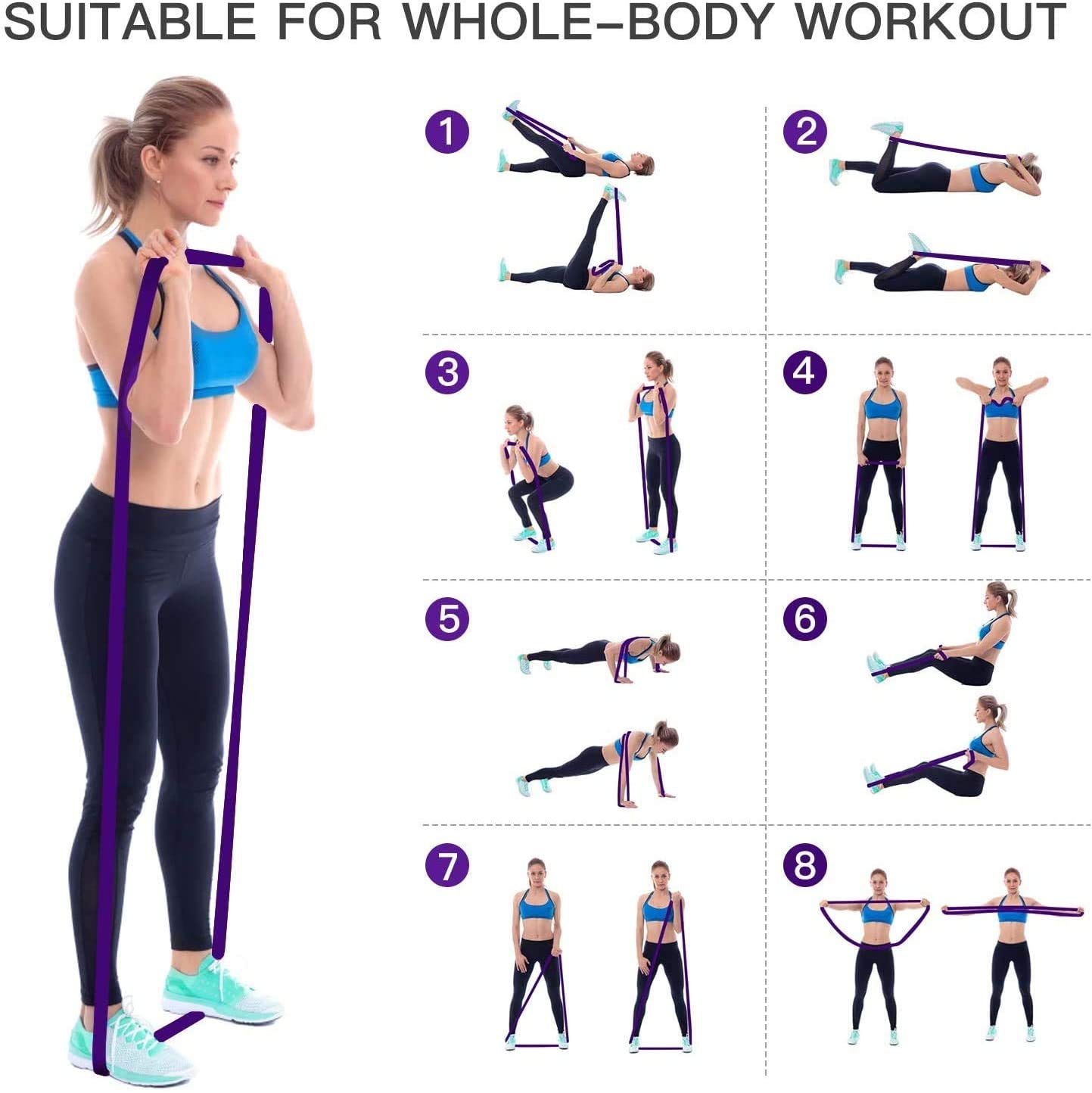 Fasce elastiche resistenti per esercizi di resistenza, 208 x 3,2 x 0,45 cm, da 35 a 38,6 kg, per fisioterapia, riabilitazione, stretching, yoga, palestra, attrezzature domestiche, allenamento