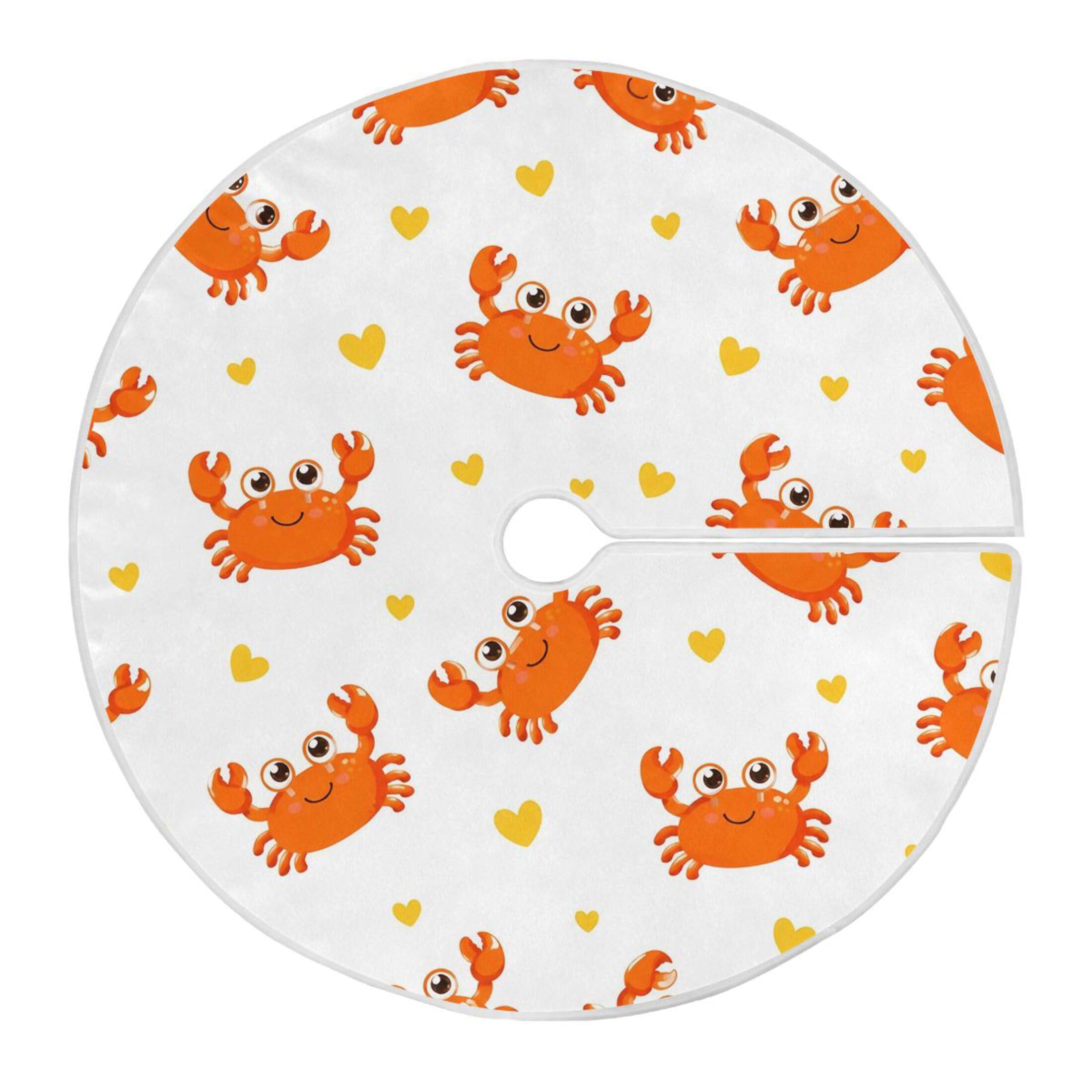 Fuauuyl Crabs Christmas Tree Skirt 48 in Indoor Outdoor Tree Mat for Farmhouse Holiday Party Decoration
