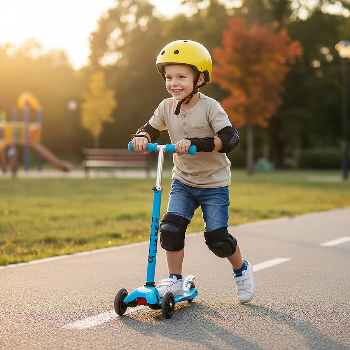 Kinder-Knieschoner und Ellbogenschützer-Set für Kinder von 5–8, Knieschoner, Skateboard- und Roller-Schutz-Set, Kinder-Schlittschuhschutz und Skate-Schutz, Jungen, schwarz