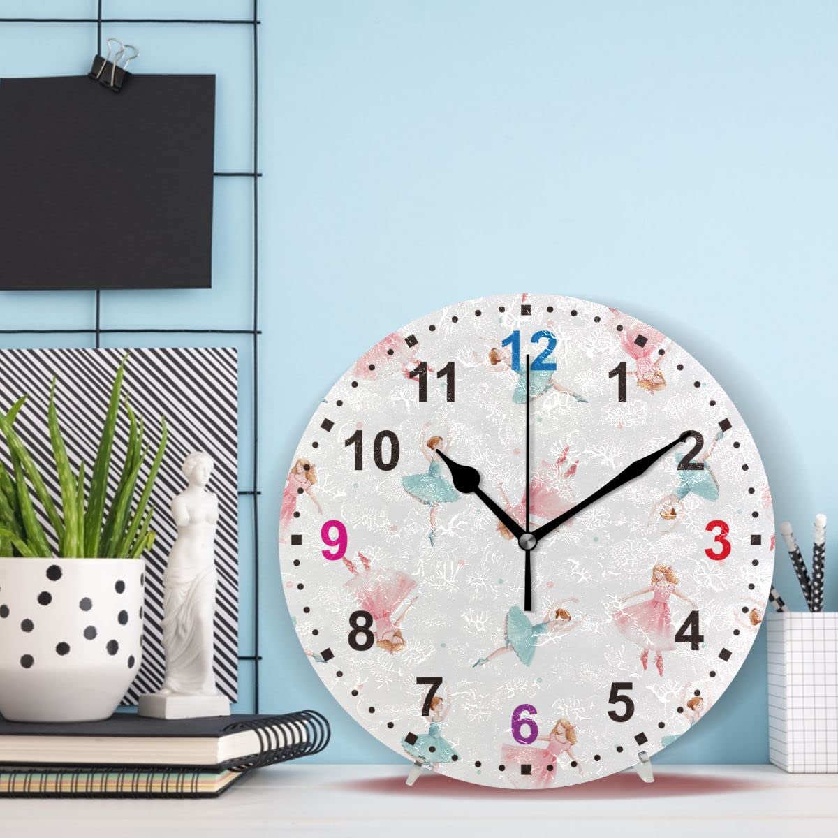 Amazon.co.jp: MiaoLD 掛け時計 置き時計 サイレント 連続秒針 バレエ