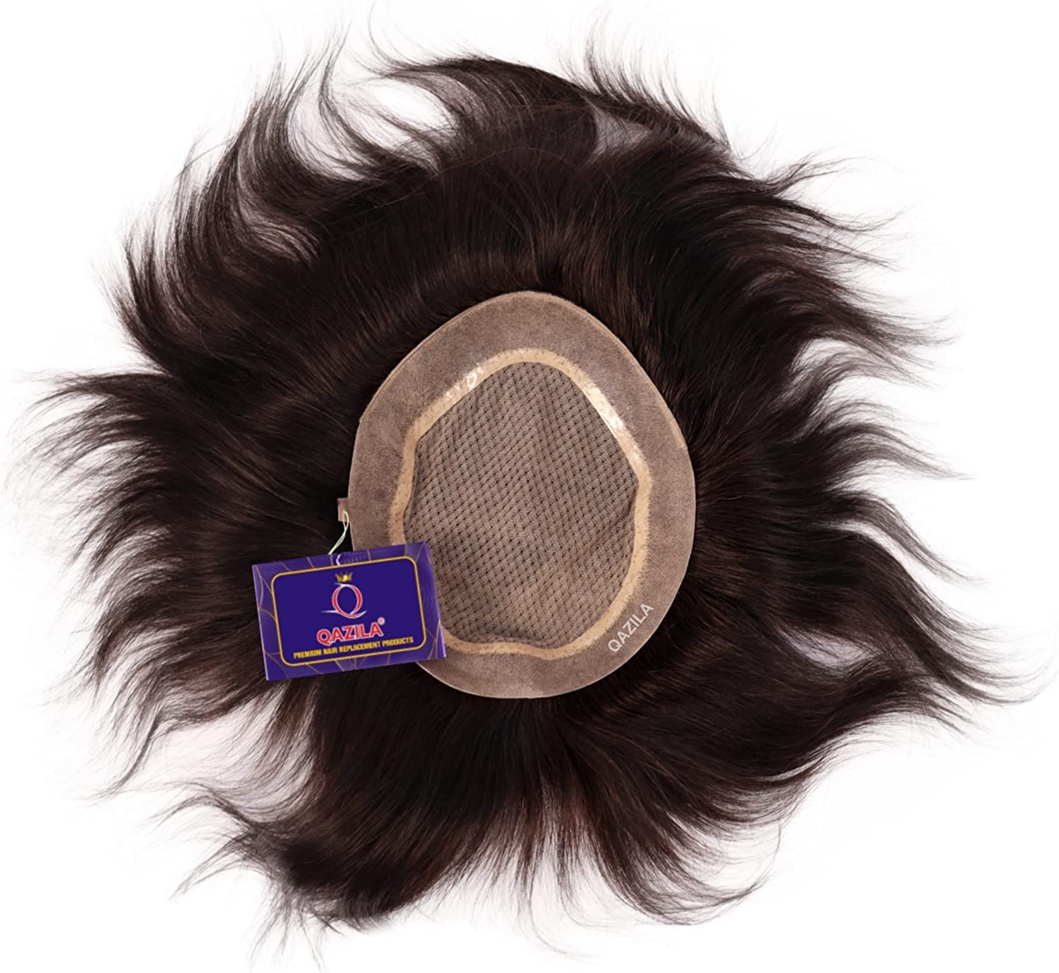 Qazila Mirage Hair Patch For Men|Hair Wig for men| Skin Base| 100% natural human hair|2-layer Net|Natural Looking Crown & Partition| Premium Hair Patch For Men (10x8)