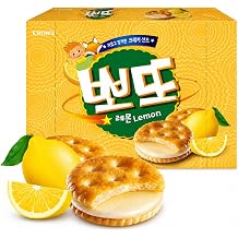 Korean Food Lemon Cream Sandwich Cookies, Lemon Pound Cake Taste, 322g | Crunchy sandwich biscuits with smooth lemon cream filling inspired by classic lemon pound cake
