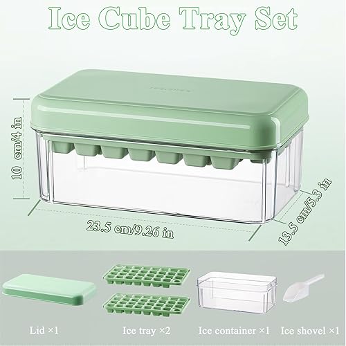 Miniatura 4 de DAYHAP Bandeja para cubitos de hielo con tapa, bandejas de hielo para congelador, molde para máquina de hielo con recipiente, 60 bandejas de hielo