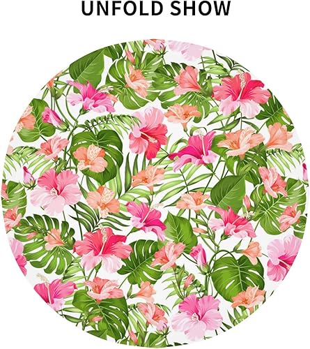 Miniatura 4 de Mantel tropical hawaiano Luau redondo de 60 pulgadas, mantel de verano lavable de poliéster para fiesta de Hawaii, cocina, picnic, decoración de
