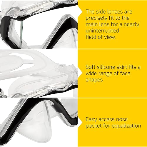 Miniatura 6 de Cressi Máscara grande de visión amplia para buceo y snorkel  Pano 3 diseñado en Italia