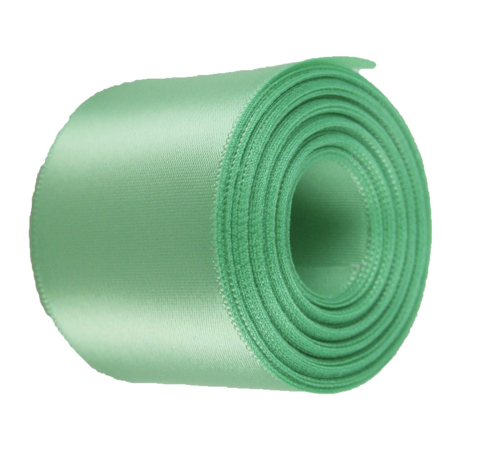 Mint Green Rolled up 1-1/2" Single FACE Satin Ribbon 100% Polyester Choose Length (1-1/2" x 3 Yards)