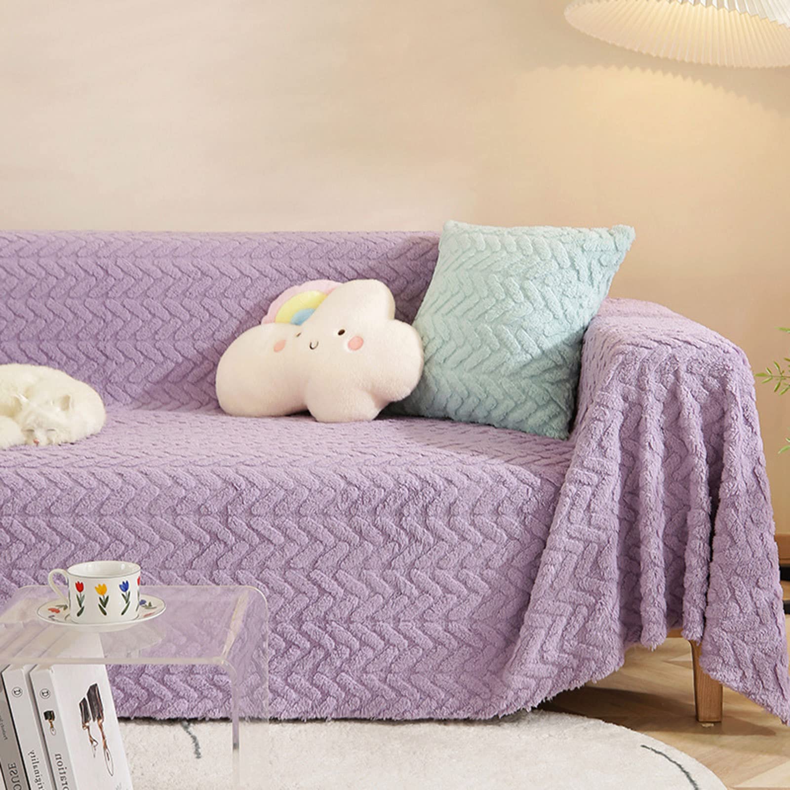 Housse de canapé réversible en peluche épaisse et couvre-lit de luxe