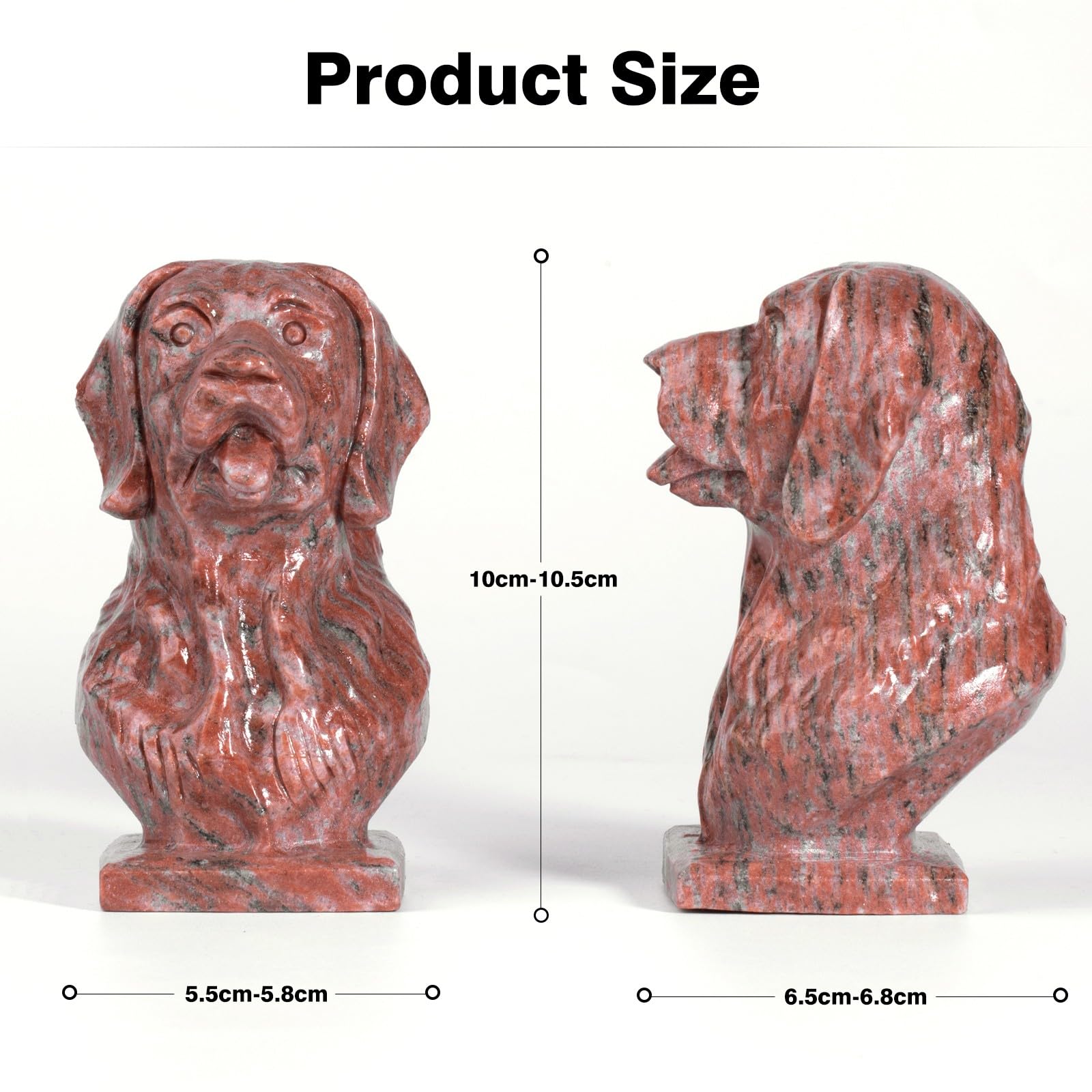 mookaitedecor Hand Carved Natural Sesame Red Stone Dog Figurine Sculpture Animal Ornament for Home Indoor Dog Bust Art Statue Novelty Gift for Dog Lover Collectible Figurine Red Room Decor - Image 2