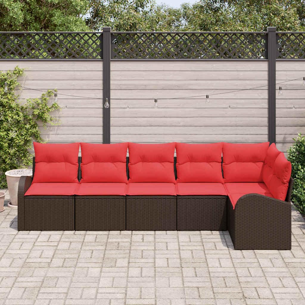 Conjunto jardín sofá marrón ratán sintético Modular con Cojines Lavables Resistente a UV para terraza Patio balcón reunión Descanso Exterior