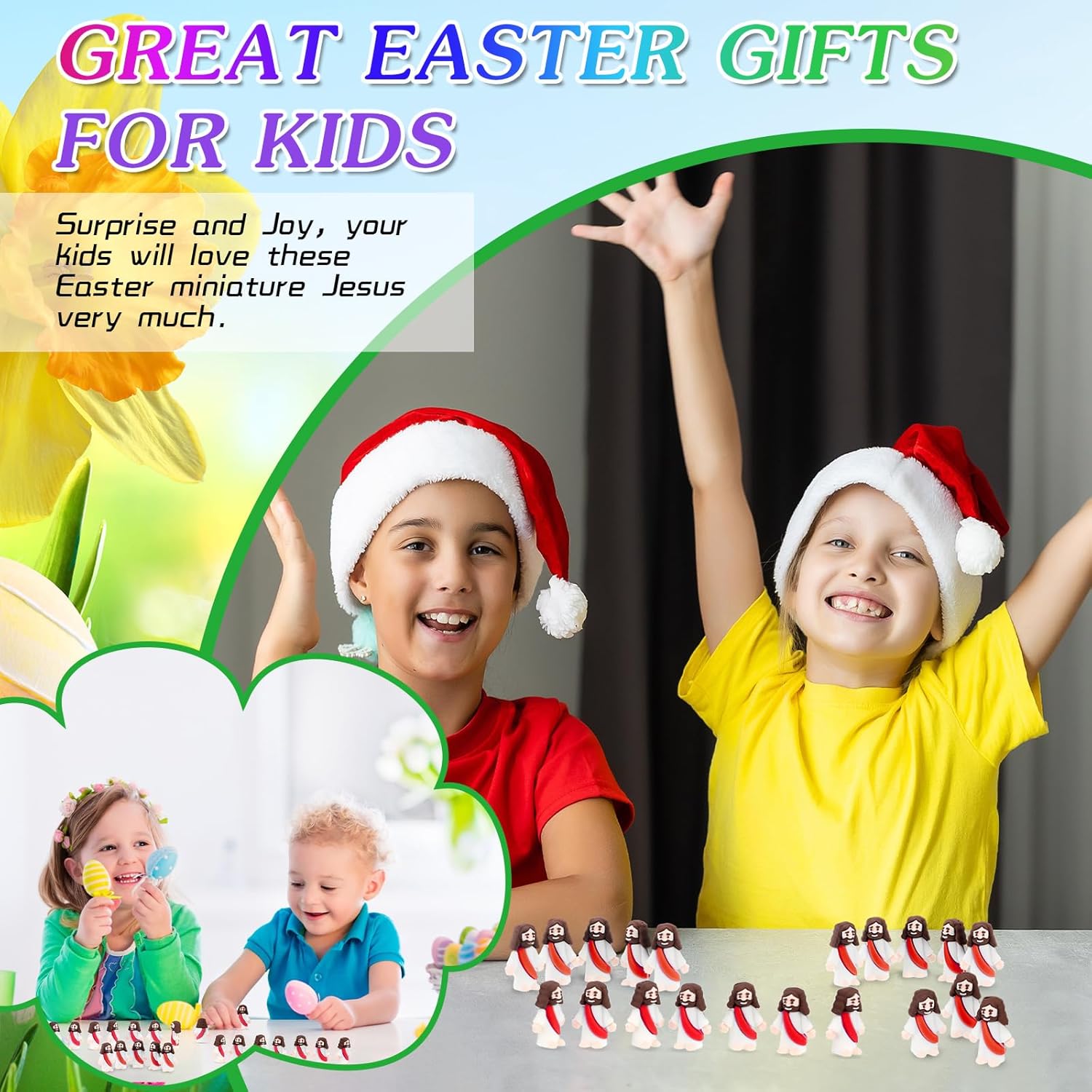 Bememo 100 Pcs Jesus Toys Original Design Mini Rubber Little Jesus Figurine to Hide and Seek Religious Party Favors Sunday School Craft Baptism Gifts for Easter Egg Stuffers(Red)