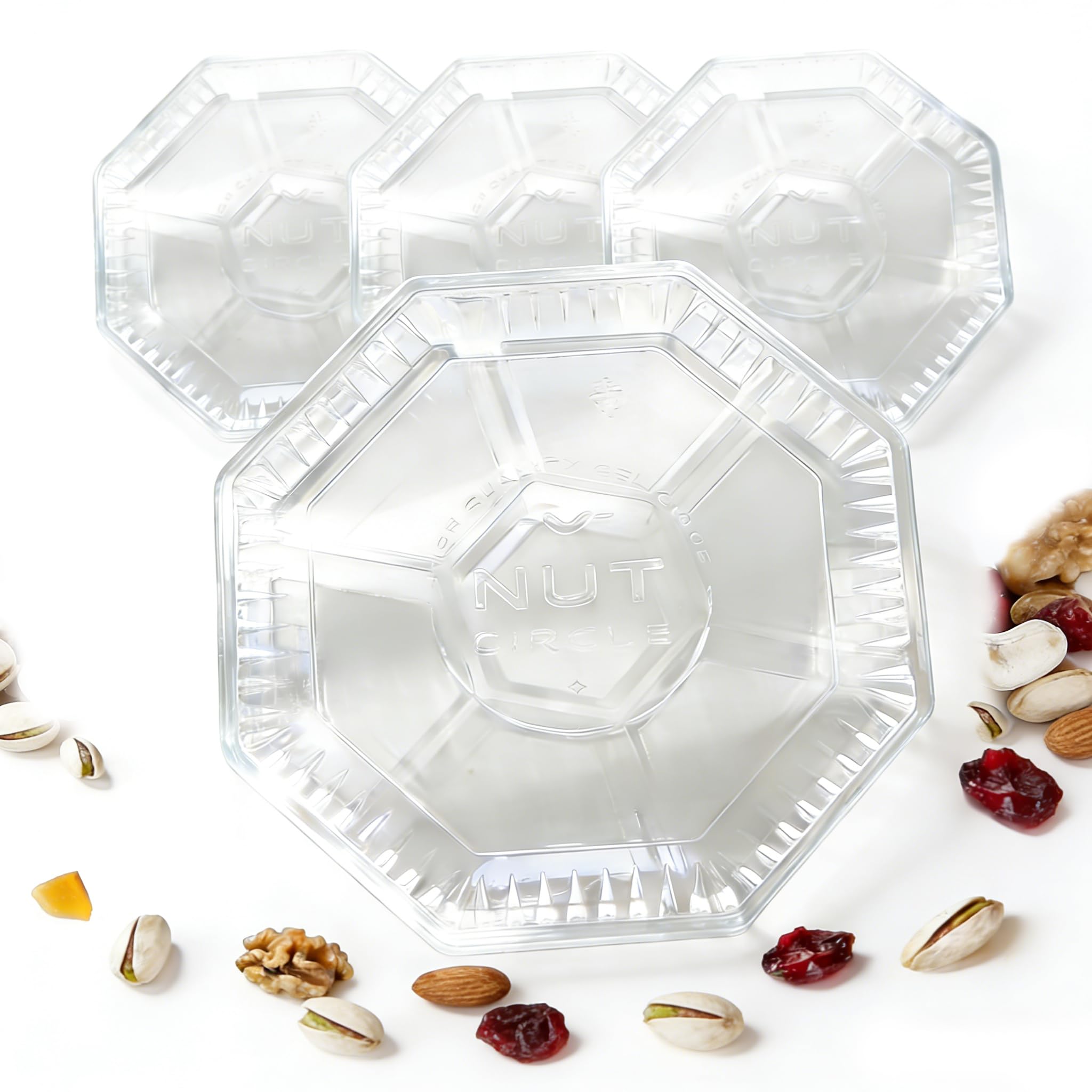 TULEBOLIAN 7 Section Transport Serving Set,3PCS Nibble Tray with lid,Serving Tray,Diameter 26 cm,Platter for Party Food,Reusable,Snack Plate, Snack Box, Dip, Tapas, Bowls, Serving Plates