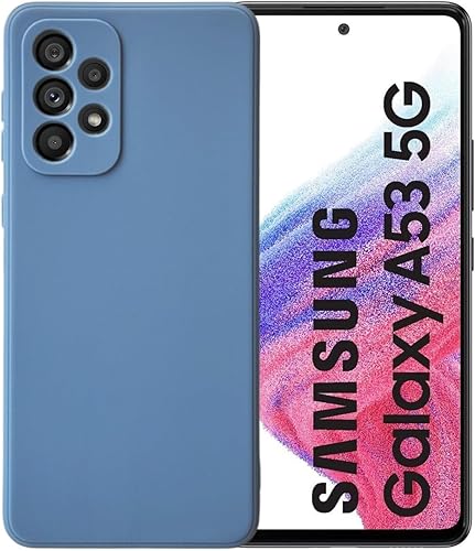 Miniatura 1 de Casecious Compatible con Samsung Galaxy A53 5G - Carcasa de gel de silicona líquida suave para teléfono celular, funda trasera básica (azul gris)
