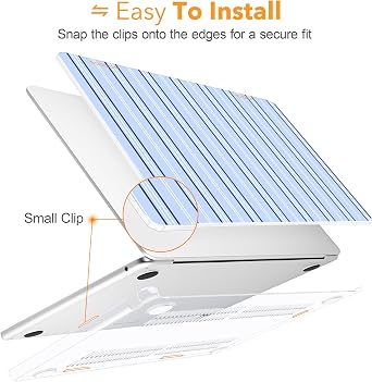 Compatible with MacBook Air 15 inch 2026 2025-2023 Release M5 M4 M3 M2 A3448 A3241 A3114 A2941, Plastic Hard Shell Case & Keyboard Cover & Screen Protector, Blue Lines