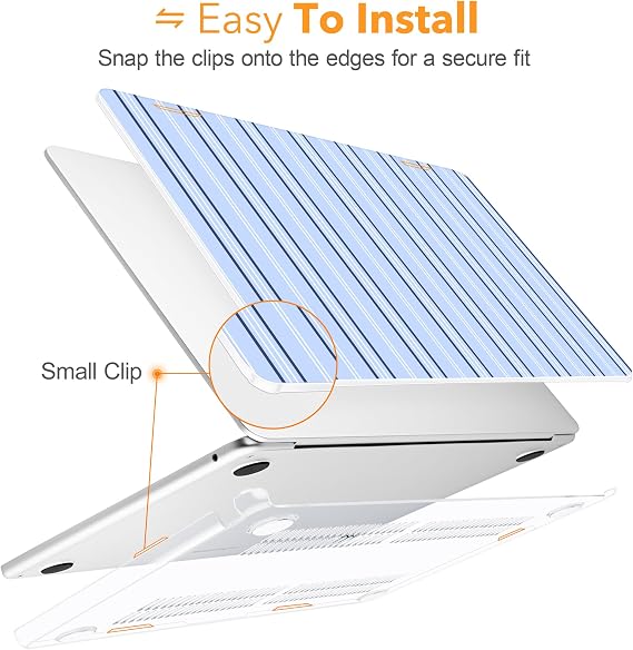 Compatible with MacBook Air 15 inch 2026 2025-2023 Release M5 M4 M3 M2 A3448 A3241 A3114 A2941, Plastic Hard Shell Case & Keyboard Cover & Screen Protector, Blue Lines