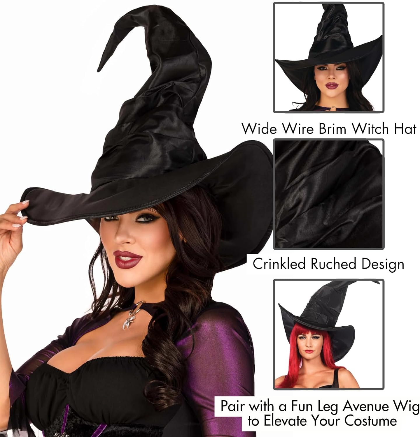 Leg Avenue Women's Large Ruched Witch Hat - Image 4