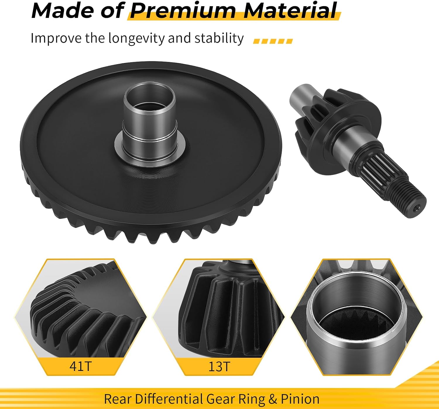 M MATI Rear Differential Gear Ring & Pinion for Honda Rincon 650 TRX650FA/FGA Rincon 680 TRX680FA/FGA Rancher 420 TRX420FA/FPA 2003-2023 41431-HN8-000 41421-HN8-A40