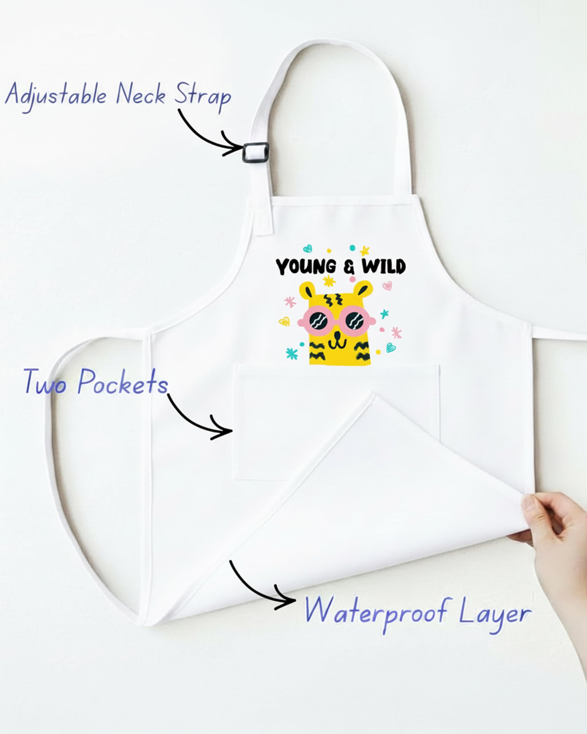 RUSTIQUE LINENS Kids Waterproof Apron with Free Chef Hat – 100% Polyester & AQUAVENTISM™ Breathable Membrane | Water-Resistant, Easy Clean | Ages 7-12| Ideal for Arts, Crafts & Cooking 1