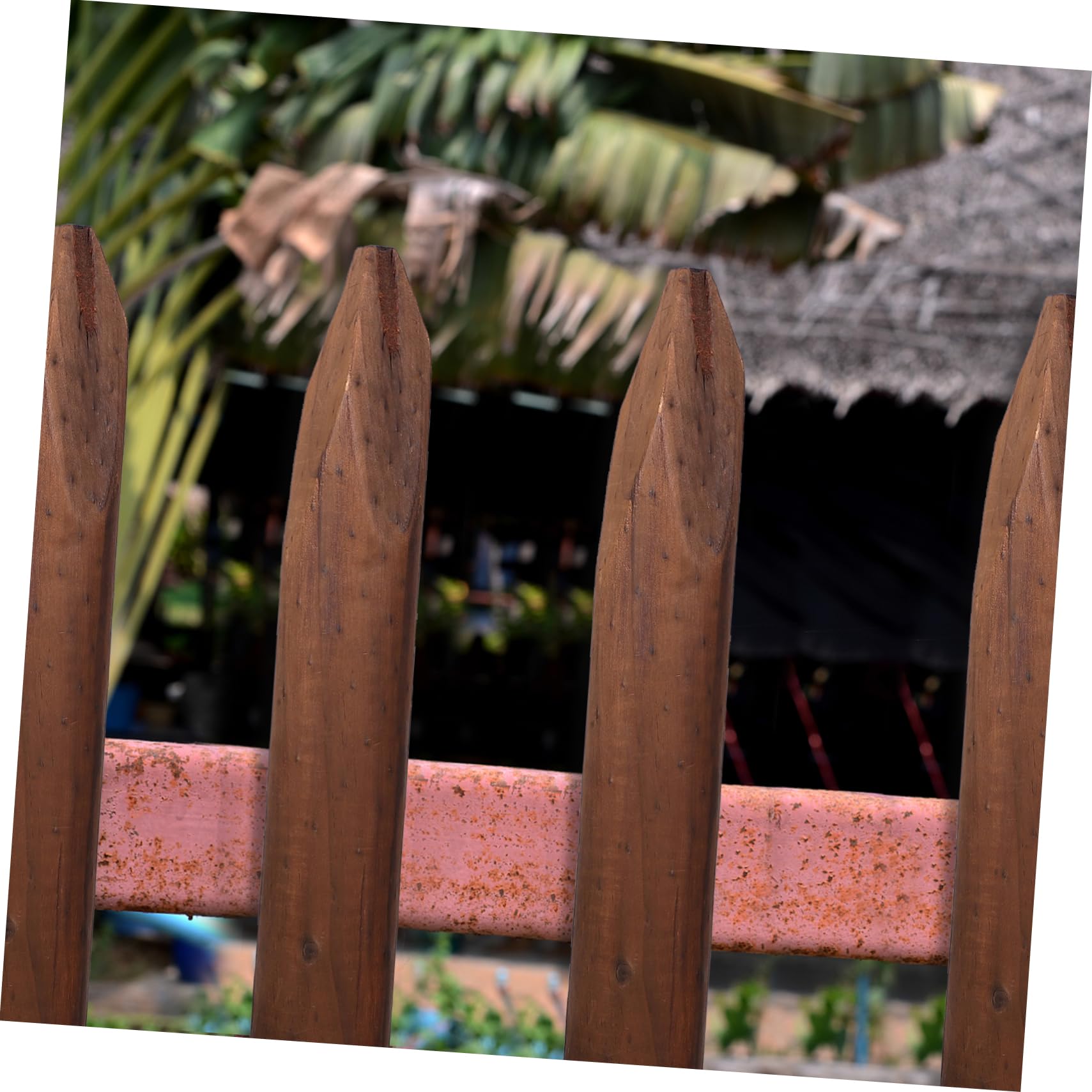 Lot de 2 Piquets de Clôture en Bois Marron, Tuteurs pour Jardin, Robustes et Lisses, pour Petits Arbres et Plantes, Allées et Zones de Pique-