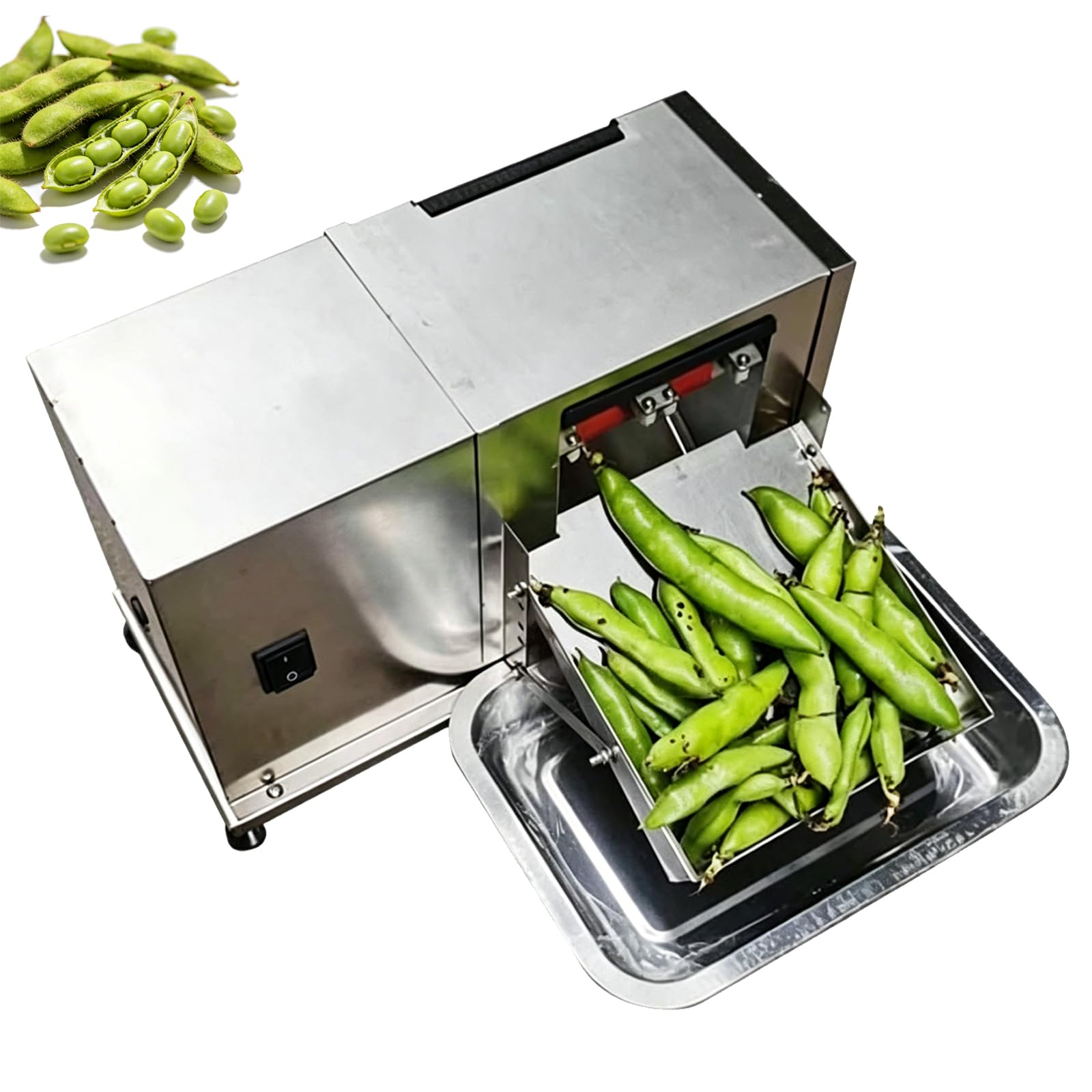 Eiwitany Semi-Automatic Electric Pea Sheller Equipped with Self-Locking Switch and Double-Blade Feed Inlet, for Peas, Soybeans and Edamame Shelling