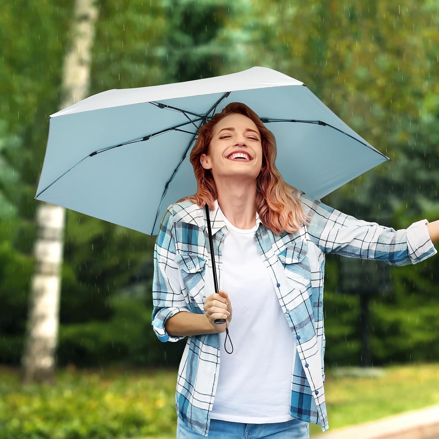 G4Free 43 Inch Mini Travel Umbrella Compact Ultralight UPF 50+ UV Protection Carbon Fiber Super Slim Small Umbrella, Weighs Only 4 oz