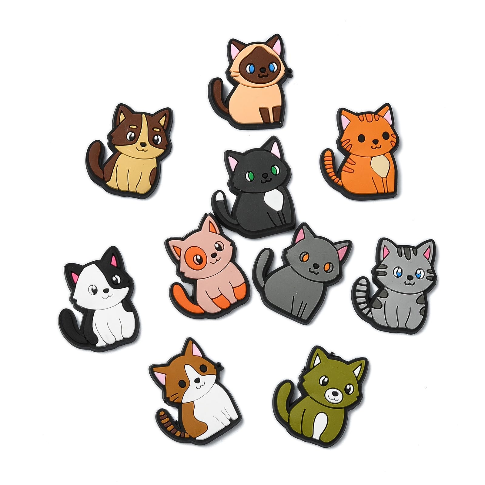 UR URLIFEHALL 60 Pcs 15 Styles Cat PVC Plastic Cabochons Flatback Cute Pet Animal Embellishments for Crafting Hairclip Scrapbooking Shoe Ornaments