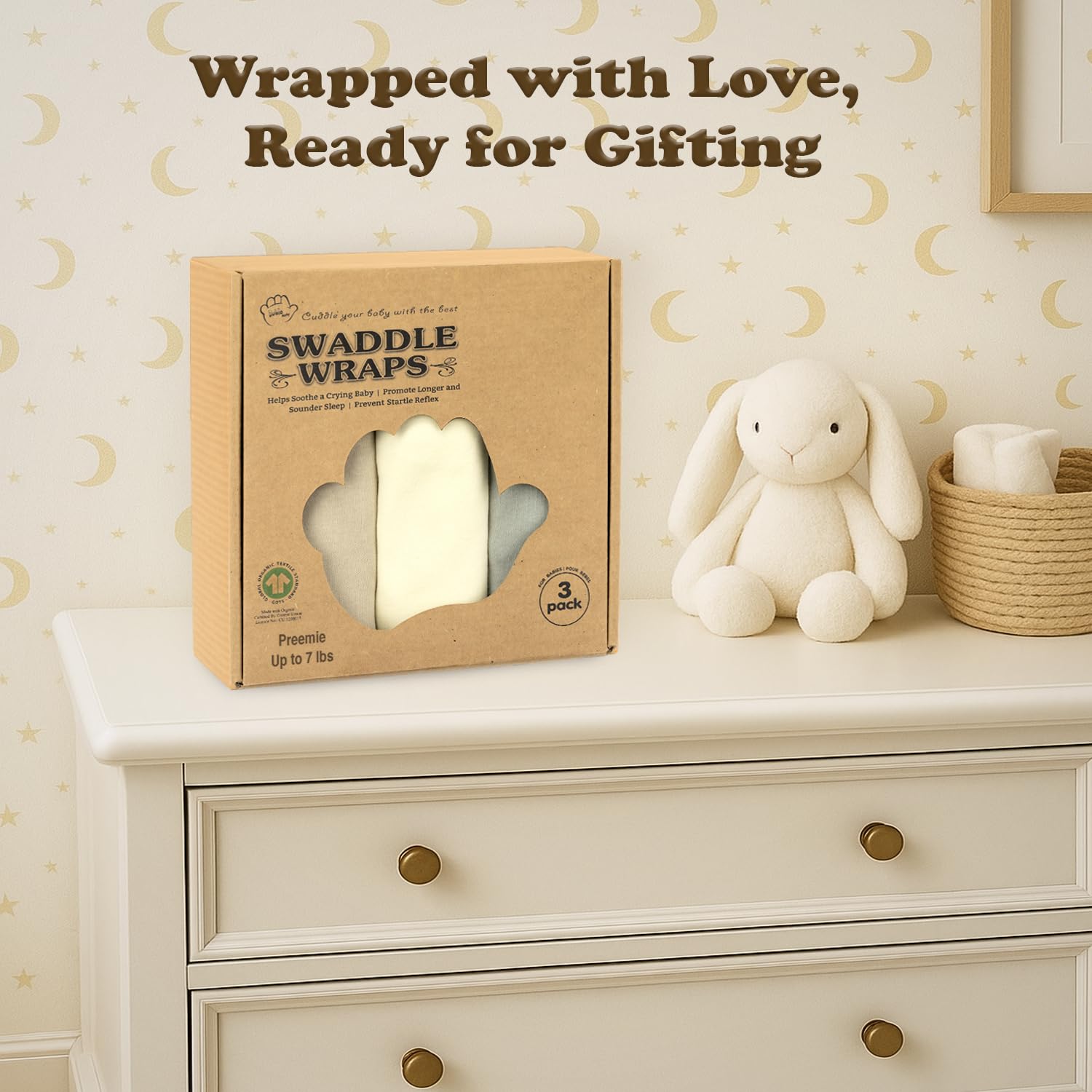 Bublo Baby Organic Preemie Swaddles 4-7 lbs - 3-Pack Premature Babies Swaddle Sleep Sack - Premature Infant Sleeping Sack - Easy Adjustable Baby Swaddle Blanket Wrap Boy Girl (Solid Grey)