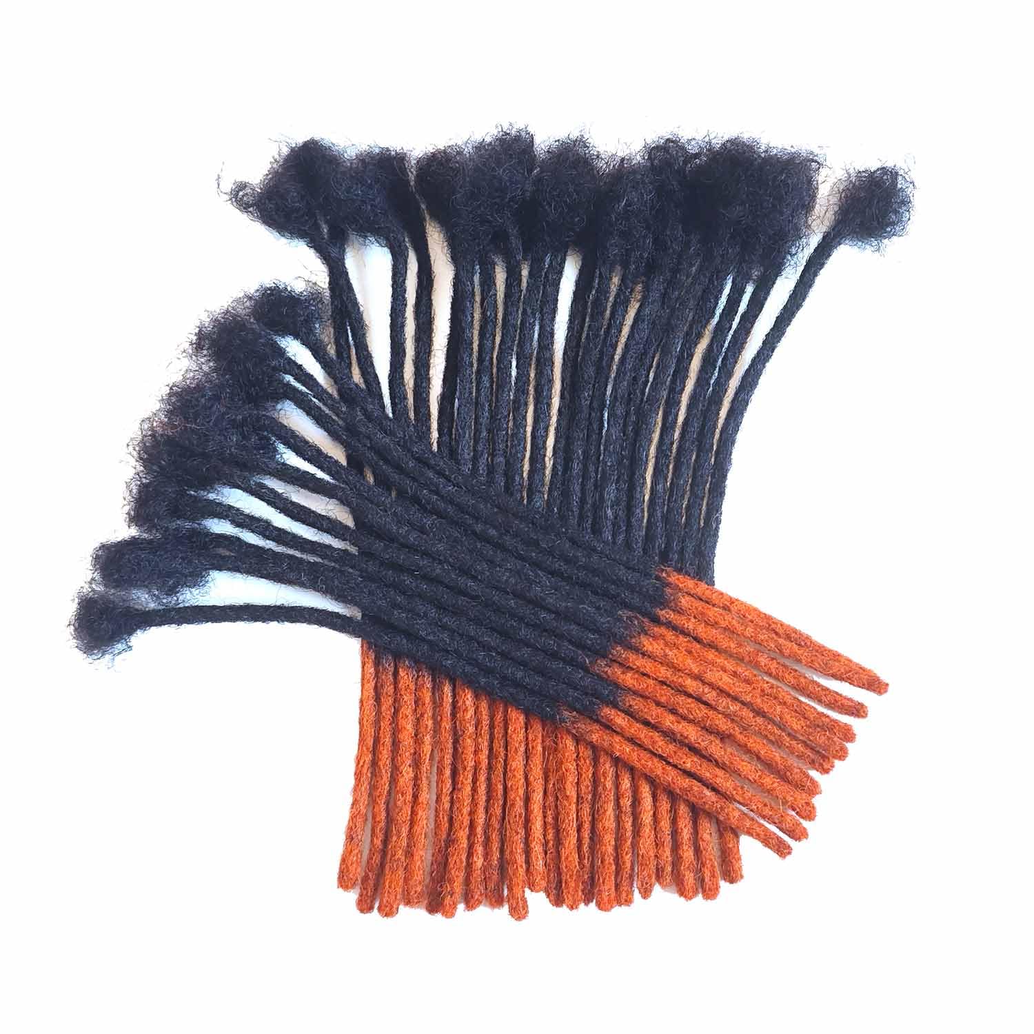 Loc Extensions Human Hair Dreads Extensions for Men Women 0.4 cm 8 Inch 30 Strands T1B/350 Ombre Orange Ginger Ends Dreadlock Extensions Human Hair