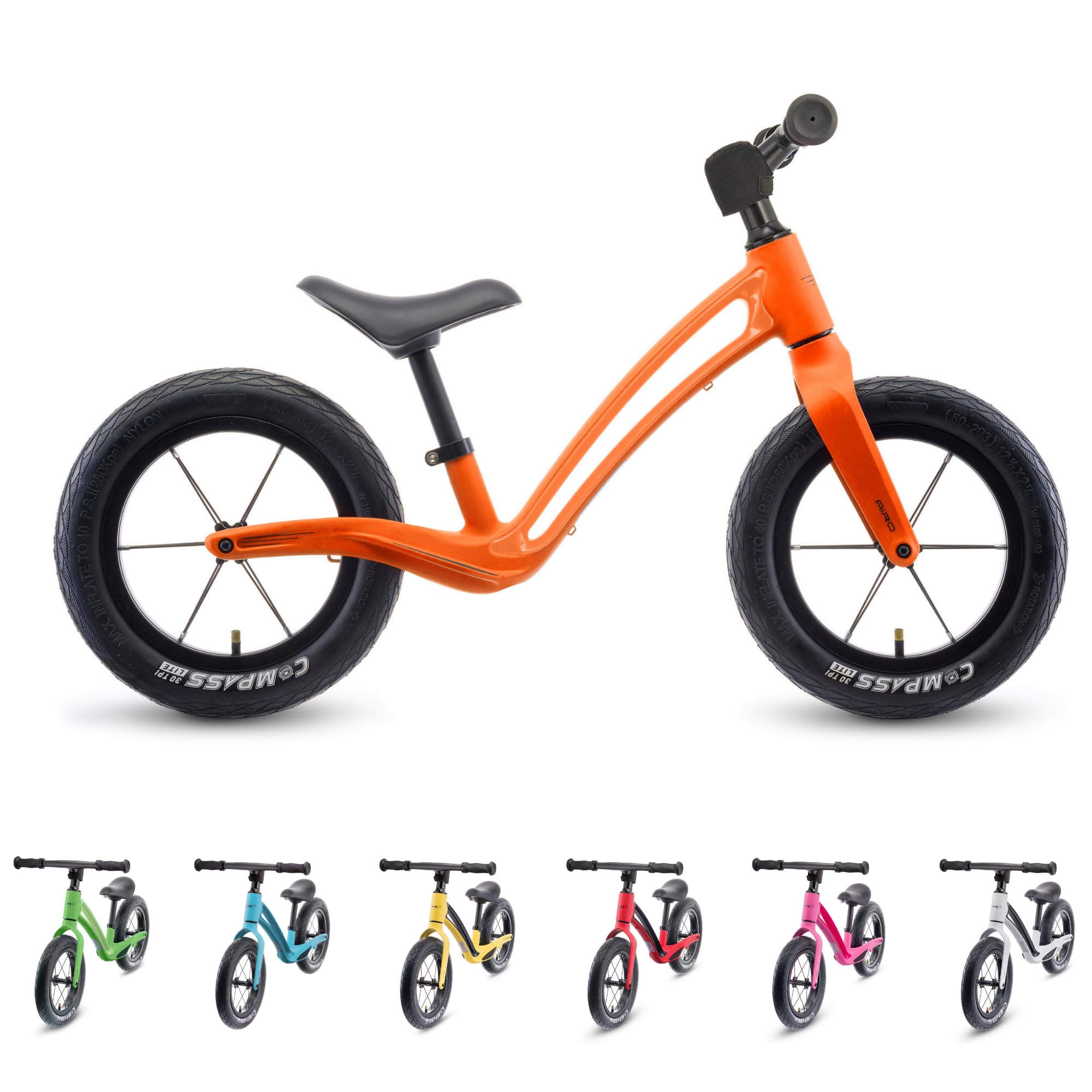 Hornit AIRO 12 in Kids Balance Bike, 2.95 kg, Ember Orange, for Ages 1.5-5 | Magnesium-alloy frame, pneumatic tyres, sealed bearings and integrated footrests suit riders aged 1.5-5. โ image 1