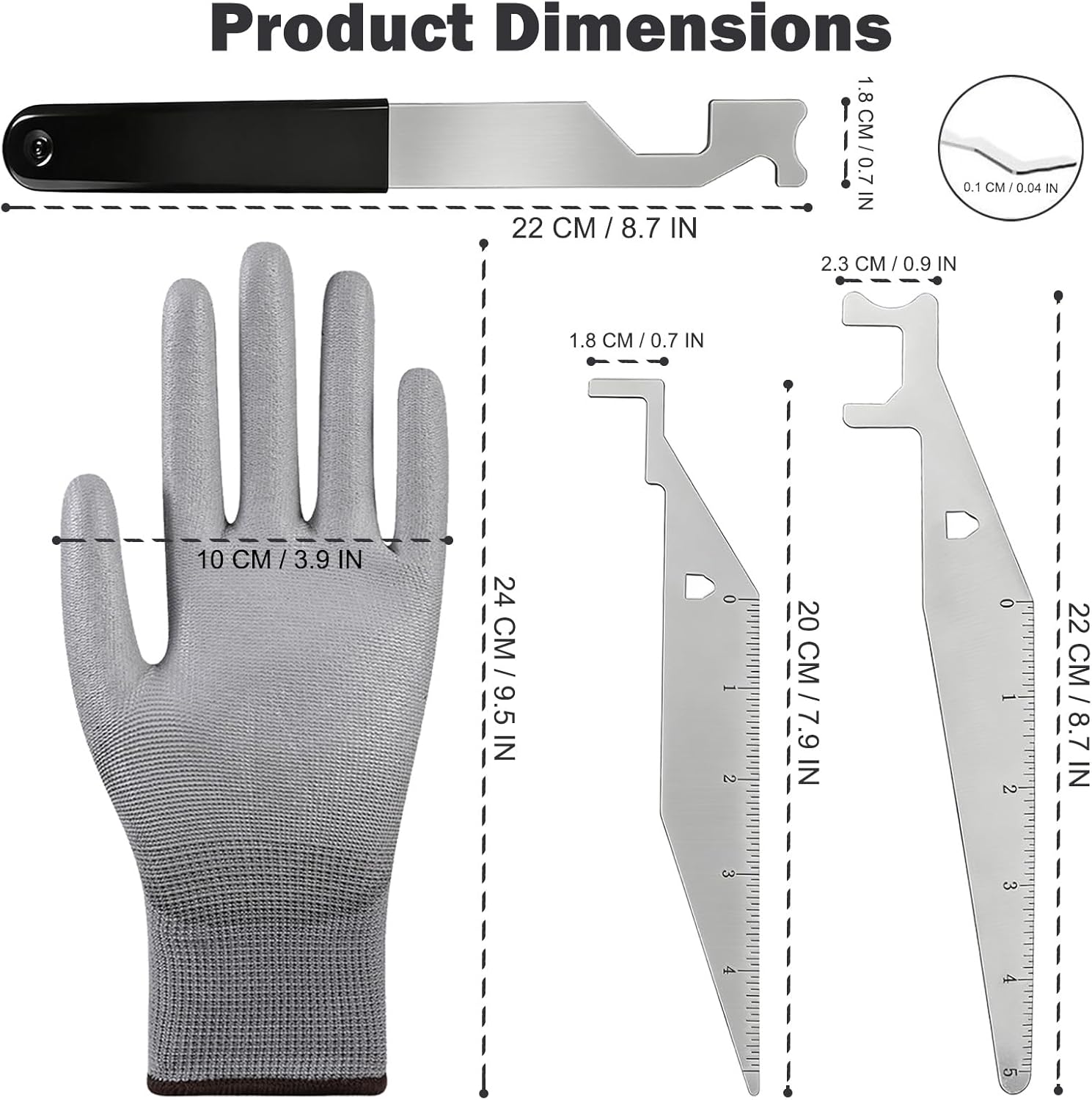 Inchant Firefighters' Door Opening Tools Multi-Purpose Kit,3 Pcs Spring Steel Pry Set,Door Lock Opener Tool For First Responders & Firefighter with Protective Gloves