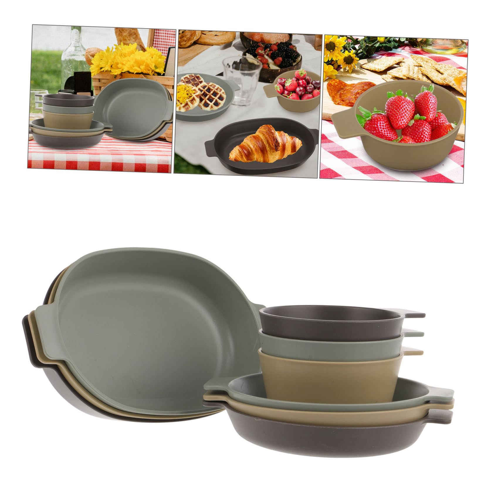 Toyvian 2 Set Piatti Leggeri e Riutilizzabili per Piatti Rotondi e Ciotole per Picnic Escursioni e