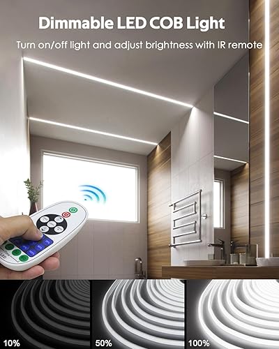 Miniatura 4 de Tira de luces LED COB impermeable de 32.8 pies para interiores 6000 K blanco frío AC 110 V120 V regulable conectable LED flexible tira de luz para