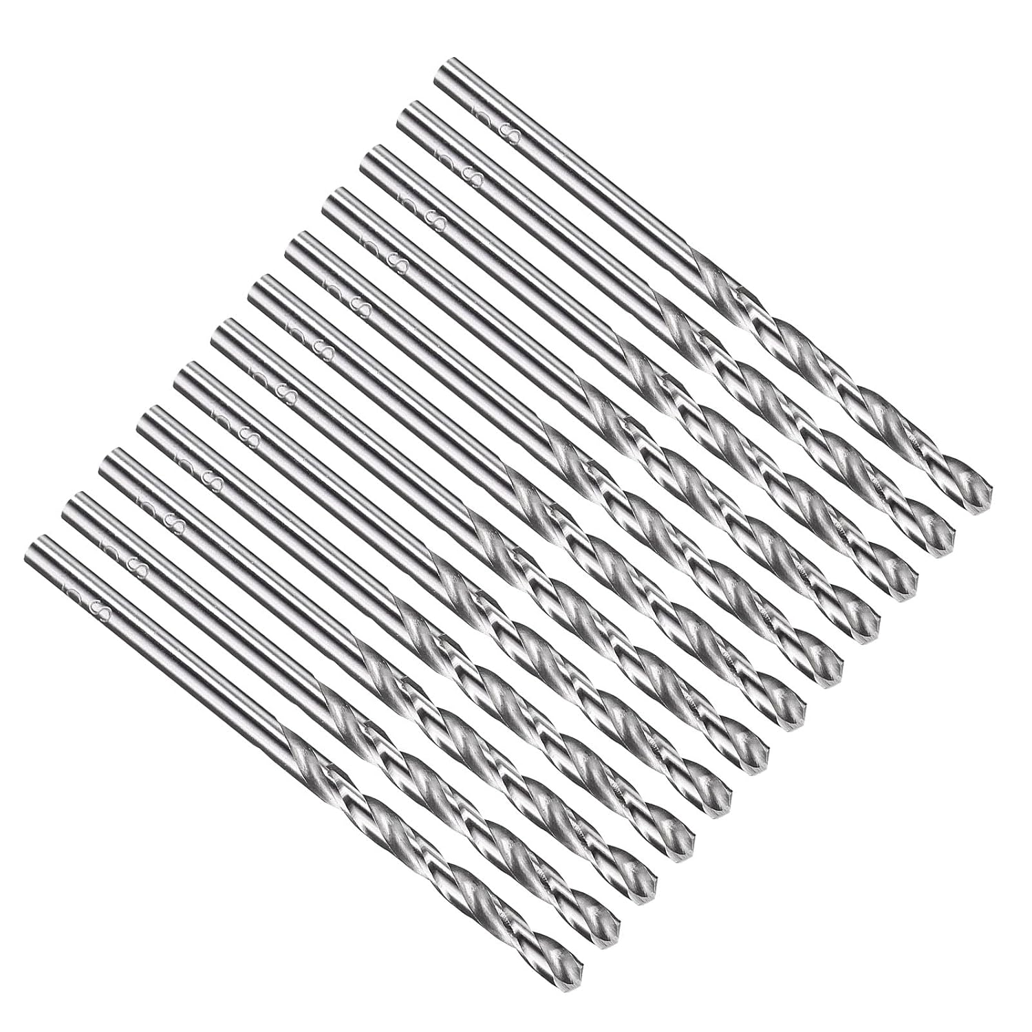 PATIKIL #60 Drill Bit, Micro Jobber Straight Shank M2 High-Speed Steel 118° Uncoated Bright for Stainless Steel Hard Metal - 12 Pack