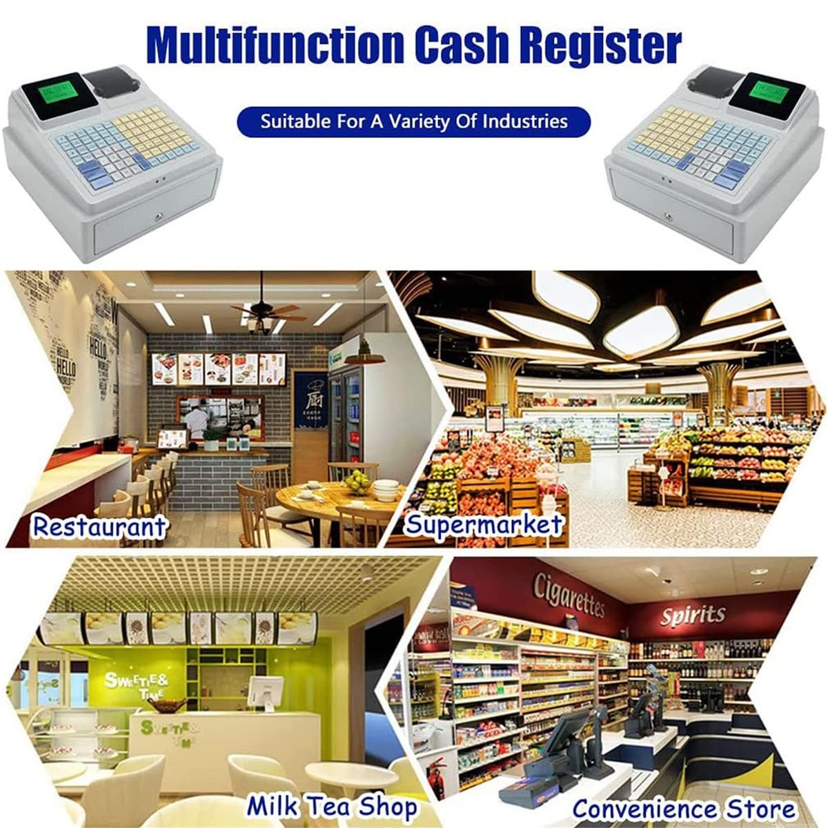 Caisse enregistreuse électronique, Caisse enregistreuse à 81 Touches pour Petite Entreprise, Caisse enregistreuse Commerciale à 8 LED numériques avec tiroir