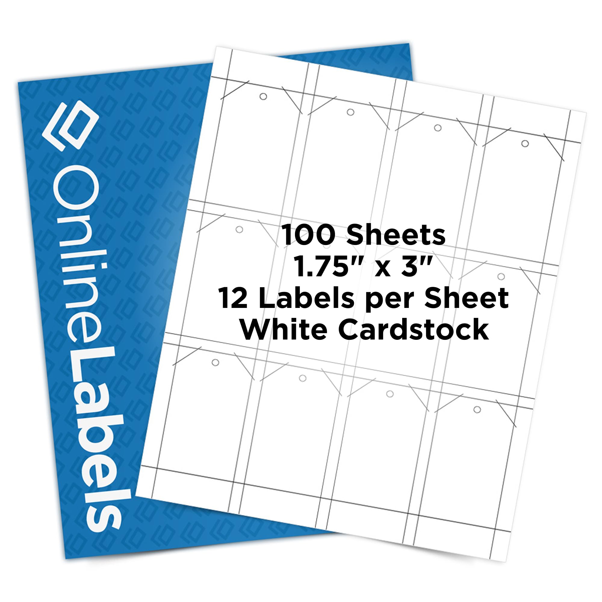 Bedruckbare Etiketten, 4,4 x 7,6 cm, Karton, 1.200 Stück, 100 Blatt, Tintenstrahl-/Laserdrucker Online Labels