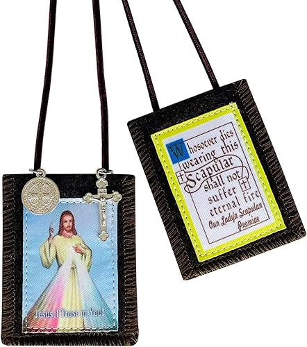 Miniatura 8 de Escapularios católicos, paquete de 3 Escapularios Católicos, Escapularios Católicos, regalo católico para mujeres y hombres con medalla de San