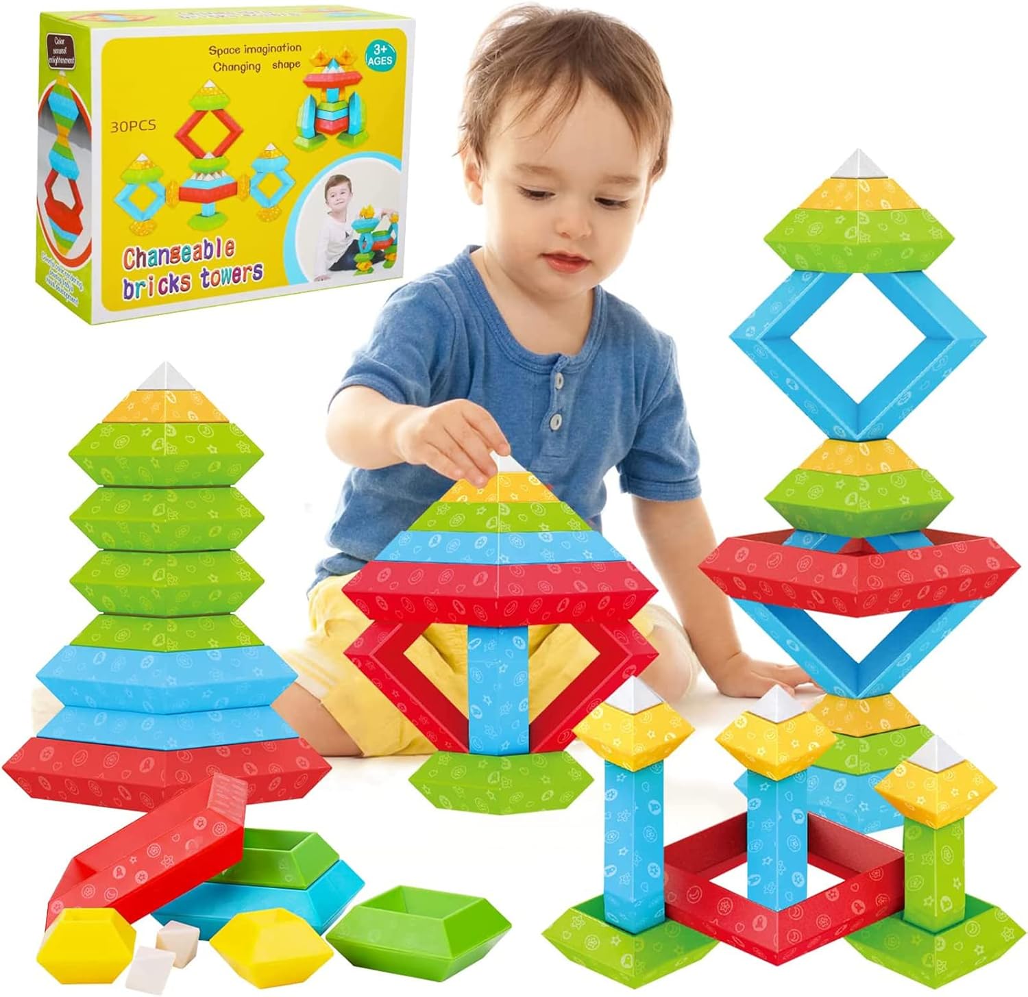 Kidbro Montessori Building Blocks Stacking Toys for 35