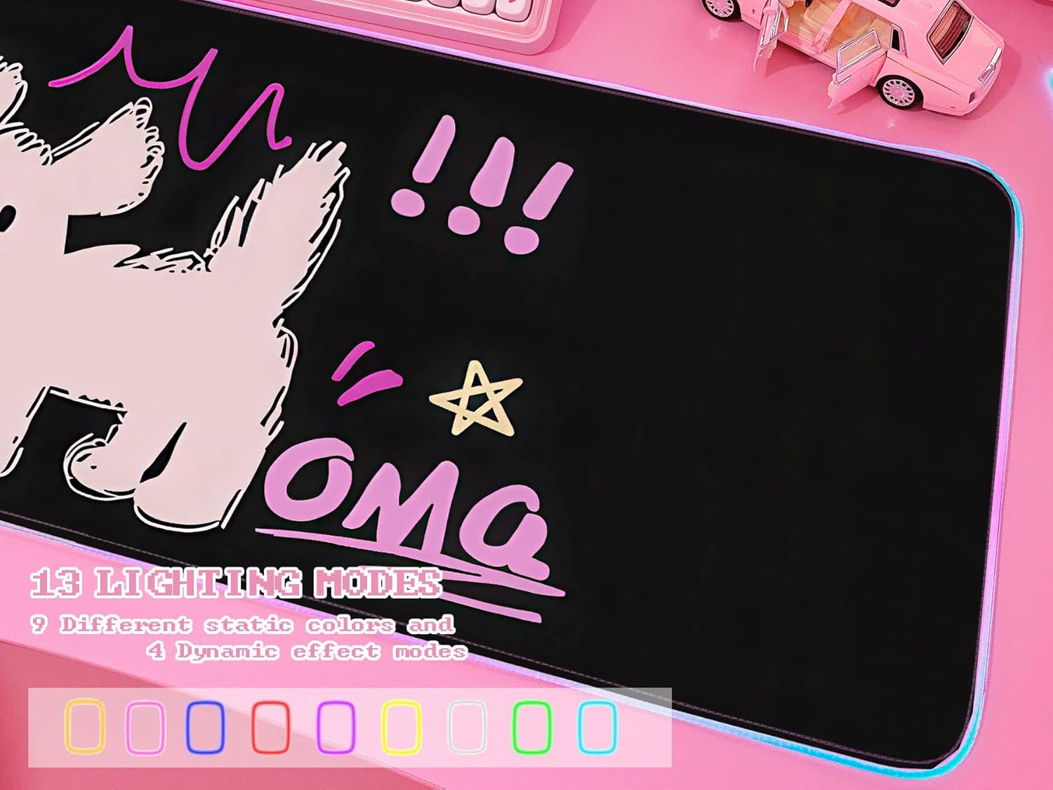 JMIYAV Pink RGB Gaming Mouse Pad 31.5x12 Inch PC XL Large Extended Glowing Led Light Up Desk Pad Non-Slip Rubber Base Computer Cute Mousepad Mat Desk Accessories Gaming Setup 45-453