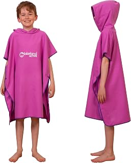 Lakeland Active Patterdale - Poncho cambiador con capucha, color rosa, niño (edad 5-10)