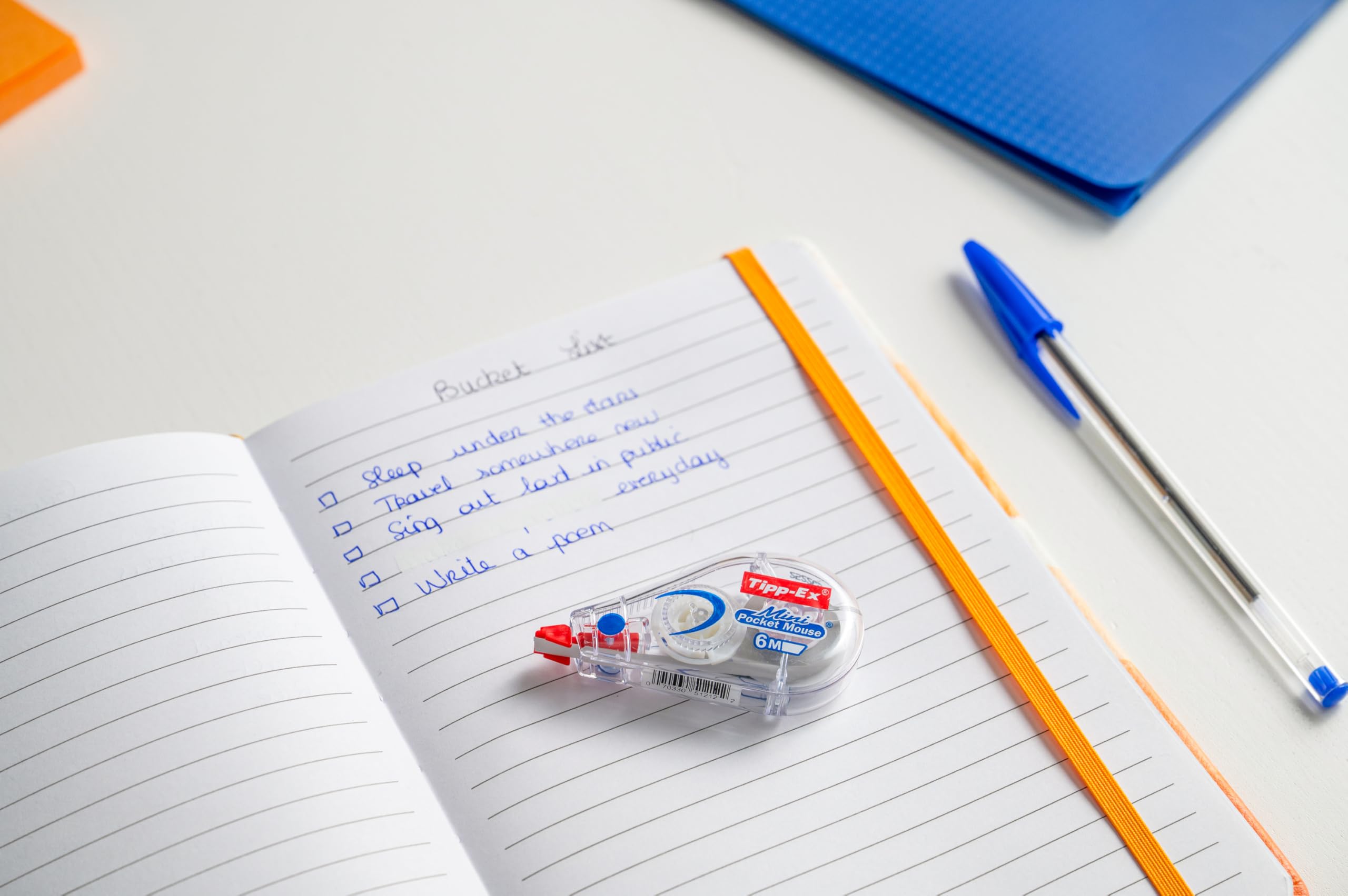 Bic Tipp-Ex Pocket Mini Pocket-Mouse Correction Tapes, With 6M-Long of Extra Tear-Resistant Plastic Tape, Pack of 2, White