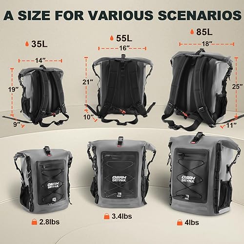 Miniatura 2 de Mochila impermeable Dry Bag 35L55L85L  Mochila de senderismo enrollable resistente para viajes, kayak, canotaje, camping, rafting y pesca